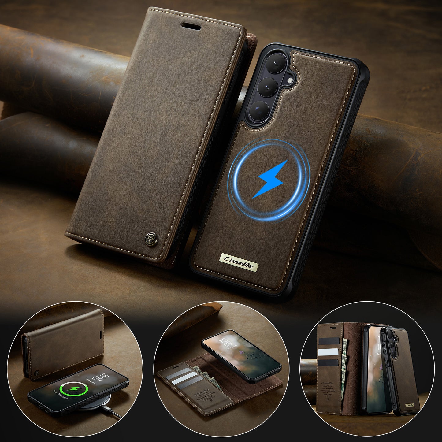 CASEME For Samsung Galaxy S26+ Magnetic Case  C49 RFID Blocking Detachable Wallet Leather Phone Cover