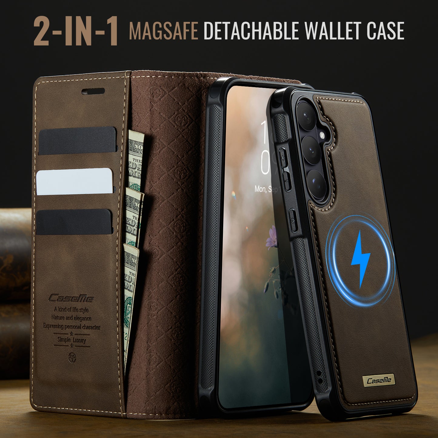 CASEME For Samsung Galaxy S26+ Magnetic Case  C49 RFID Blocking Detachable Wallet Leather Phone Cover