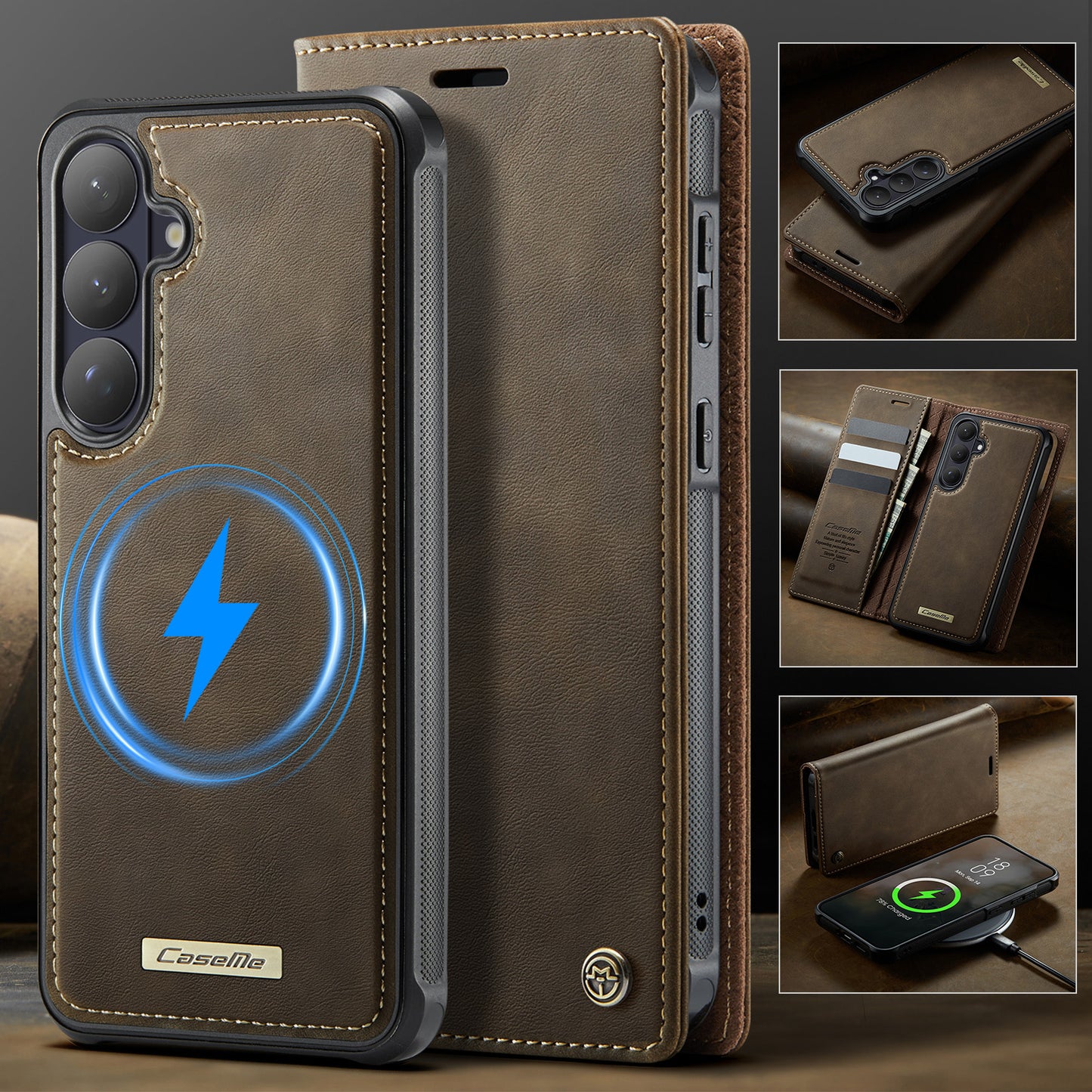 CASEME For Samsung Galaxy S26+ Magnetic Case  C49 RFID Blocking Detachable Wallet Leather Phone Cover