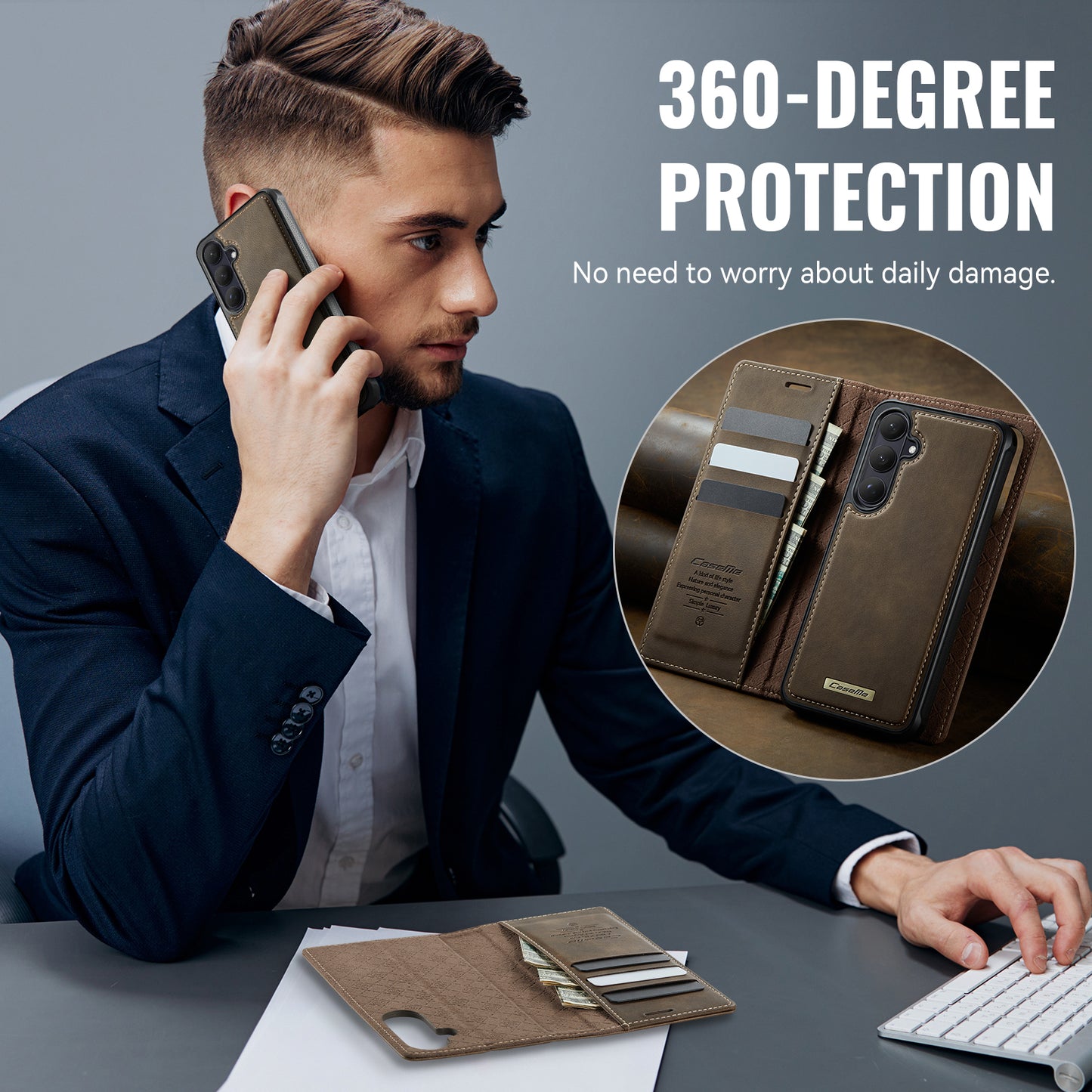 CASEME For Samsung Galaxy S26+ Magnetic Case  C49 RFID Blocking Detachable Wallet Leather Phone Cover
