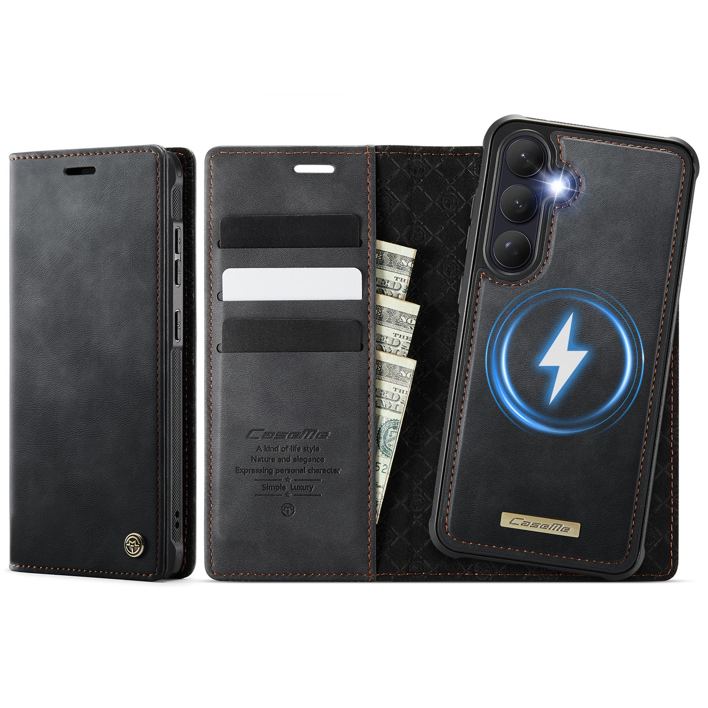 CASEME For Samsung Galaxy S26+ Magnetic Case  C49 RFID Blocking Detachable Wallet Leather Phone Cover