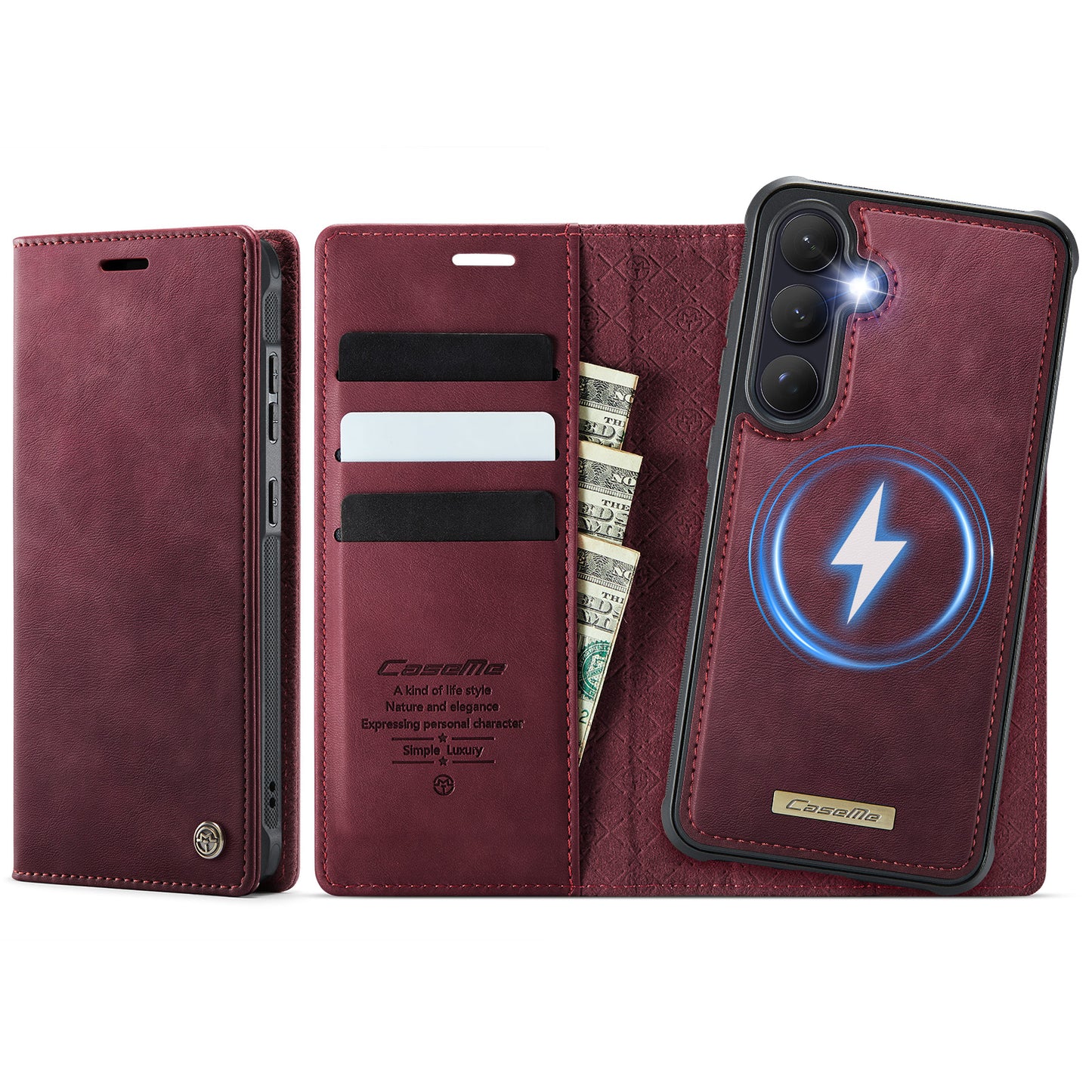 CASEME For Samsung Galaxy S26+ Magnetic Case  C49 RFID Blocking Detachable Wallet Leather Phone Cover