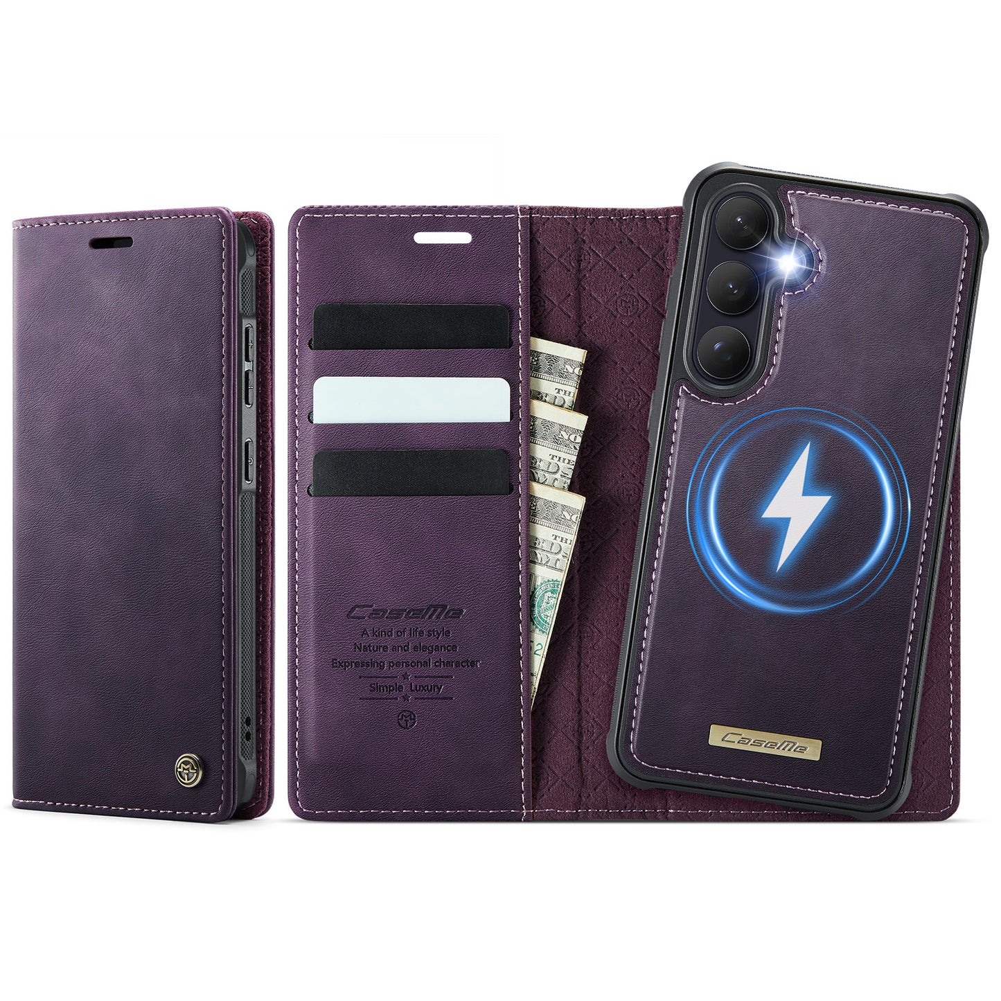 CASEME For Samsung Galaxy S26+ Magnetic Case  C49 RFID Blocking Detachable Wallet Leather Phone Cover