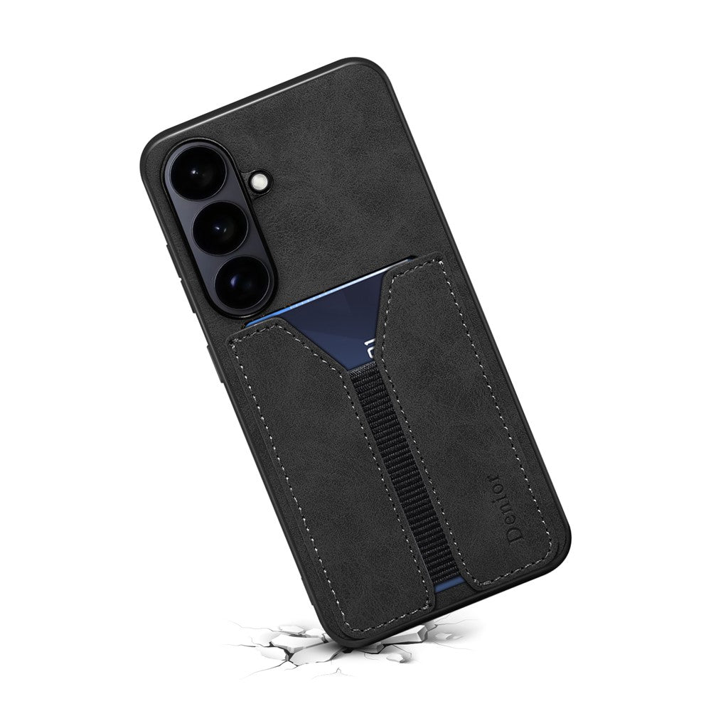 DENIOR For Samsung Galaxy S26+ Case Elastic Card Holder PU Leather + TPU + PC Phone Cover