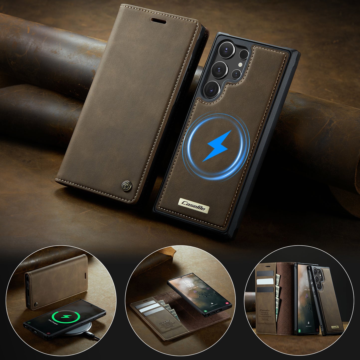 CASEME For Samsung Galaxy S26 Ultra Magnetic Case  C49 RFID Blocking Detachable Wallet Leather Phone Cover