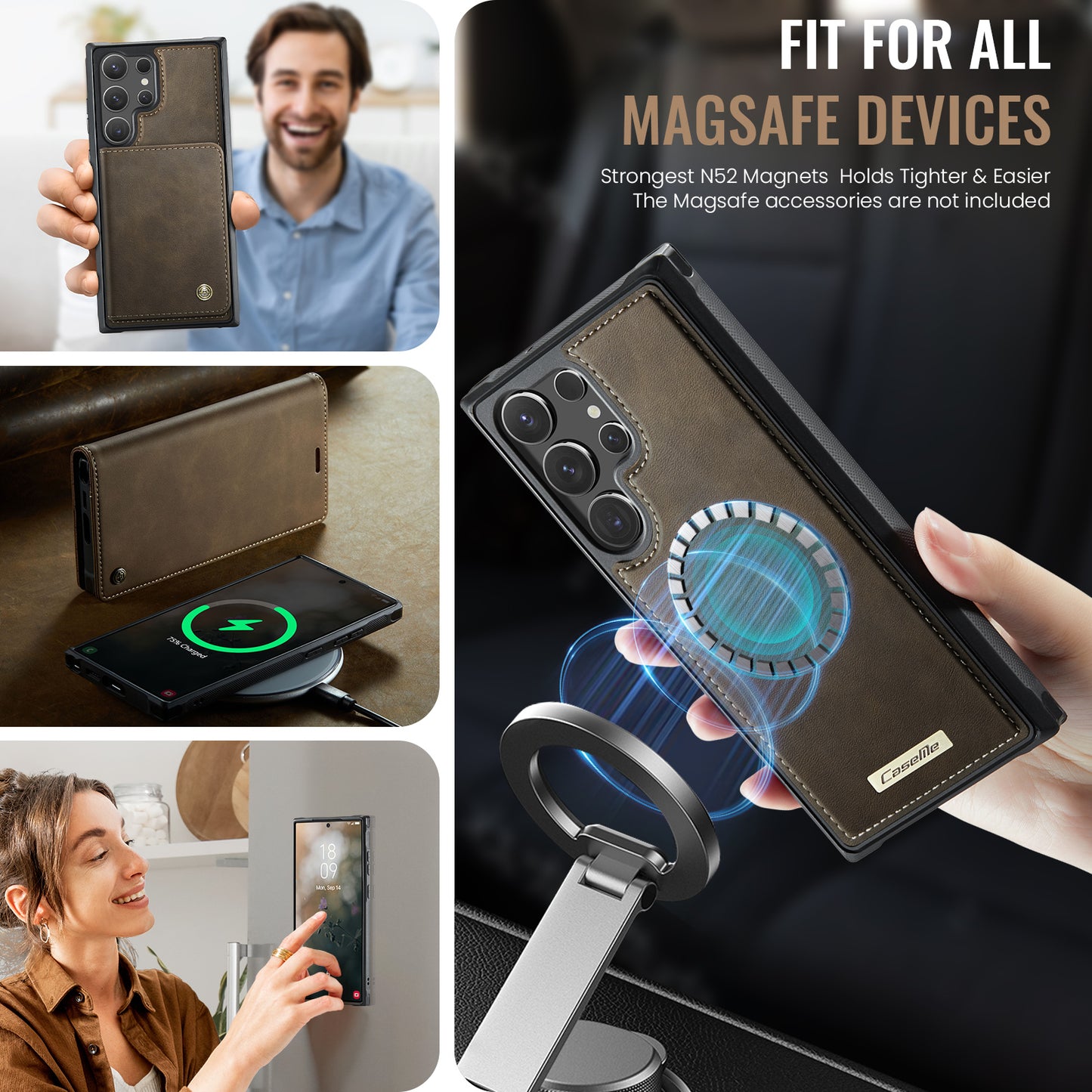 CASEME For Samsung Galaxy S26 Ultra Magnetic Case  C49 RFID Blocking Detachable Wallet Leather Phone Cover