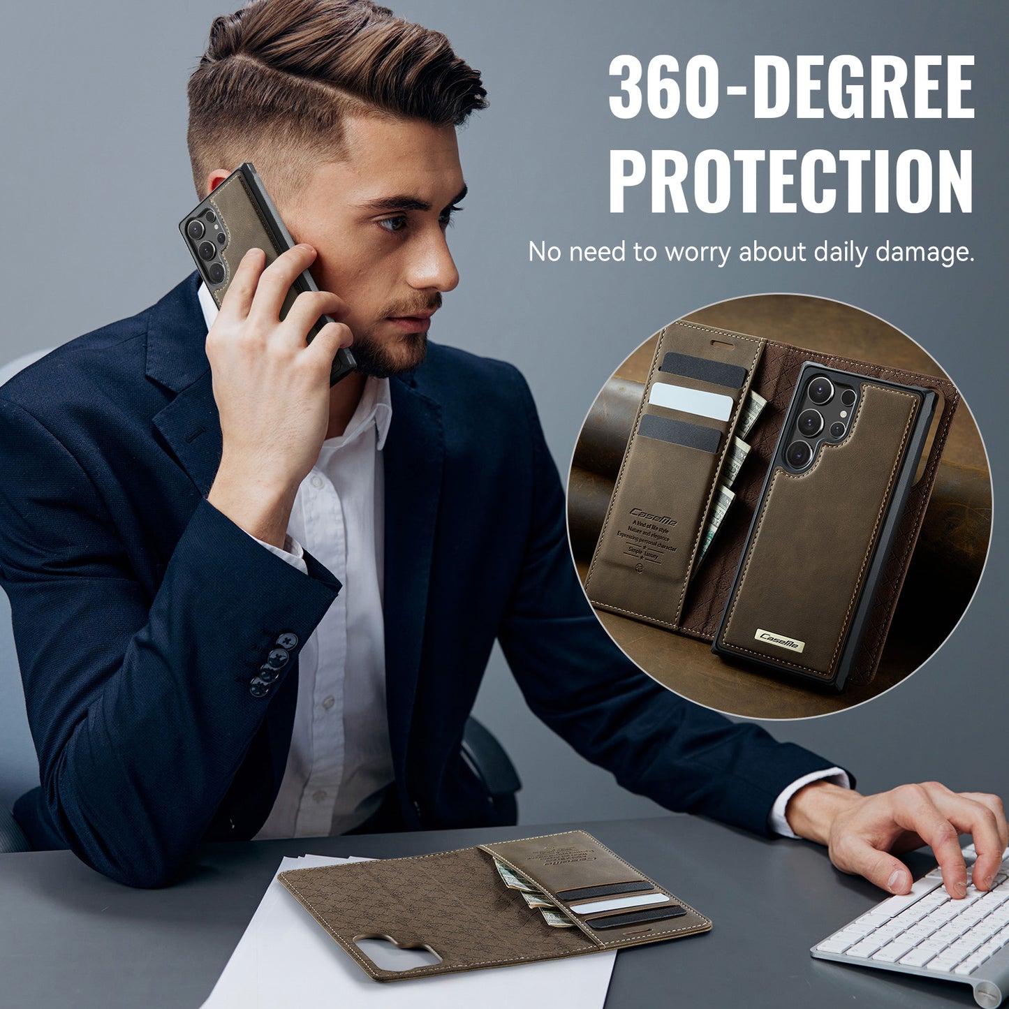 CASEME For Samsung Galaxy S26 Ultra Magnetic Case  C49 RFID Blocking Detachable Wallet Leather Phone Cover