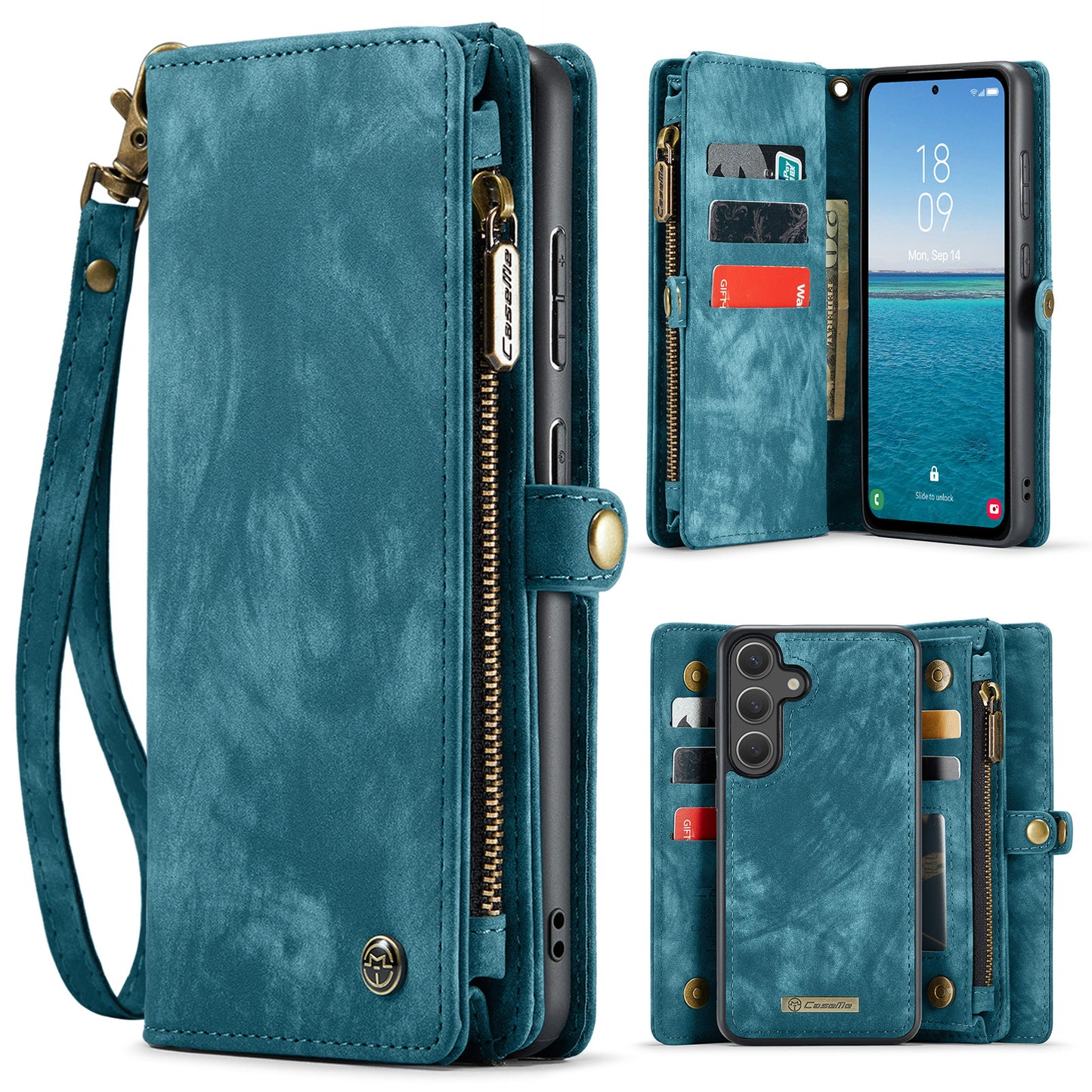 CASEME For Samsung Galaxy S26+ Phone Cases  008 Leather Cover with Detachable Wallet and Strap