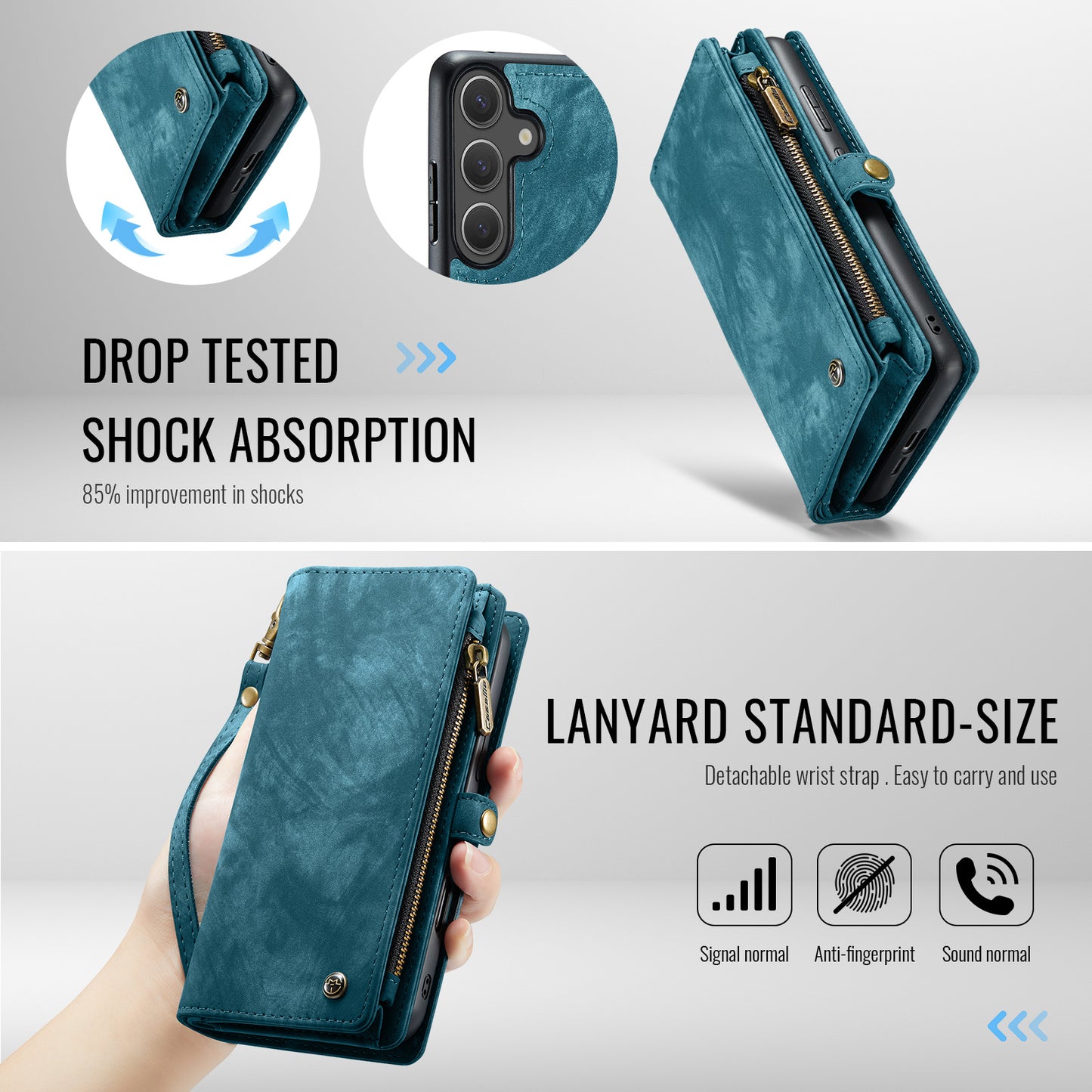 CASEME For Samsung Galaxy S26+ Phone Cases  008 Leather Cover with Detachable Wallet and Strap