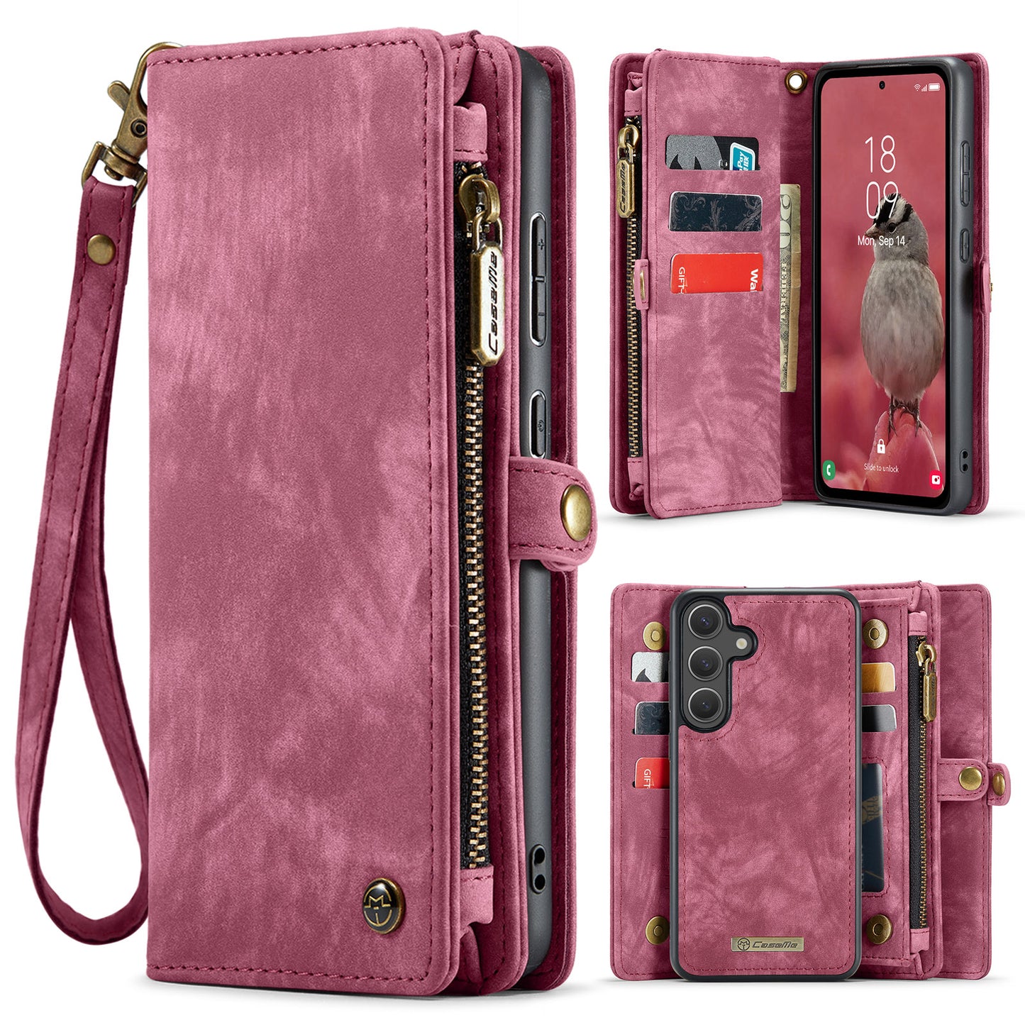 CASEME For Samsung Galaxy S26+ Phone Cases  008 Leather Cover with Detachable Wallet and Strap