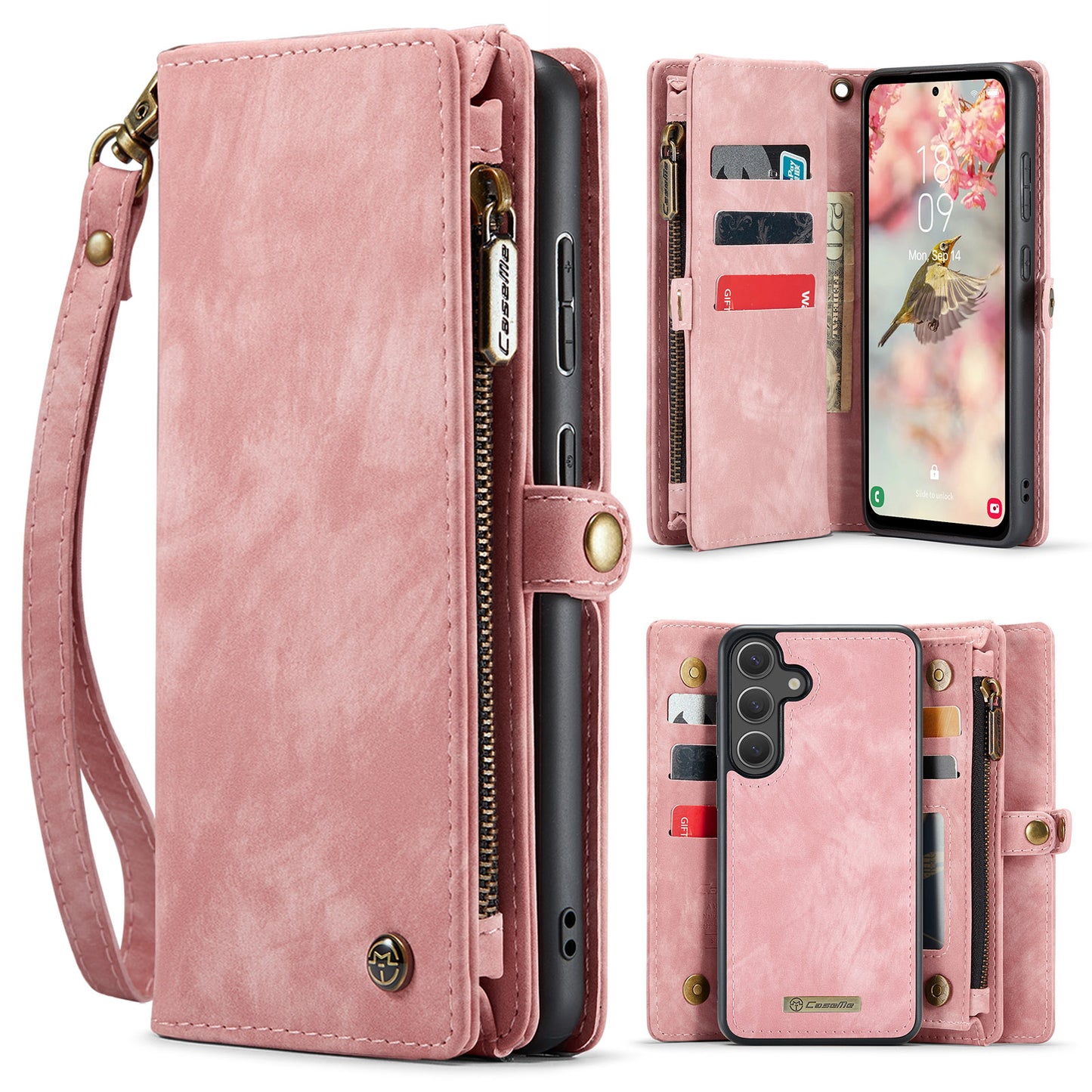 CASEME For Samsung Galaxy S26+ Phone Cases  008 Leather Cover with Detachable Wallet and Strap