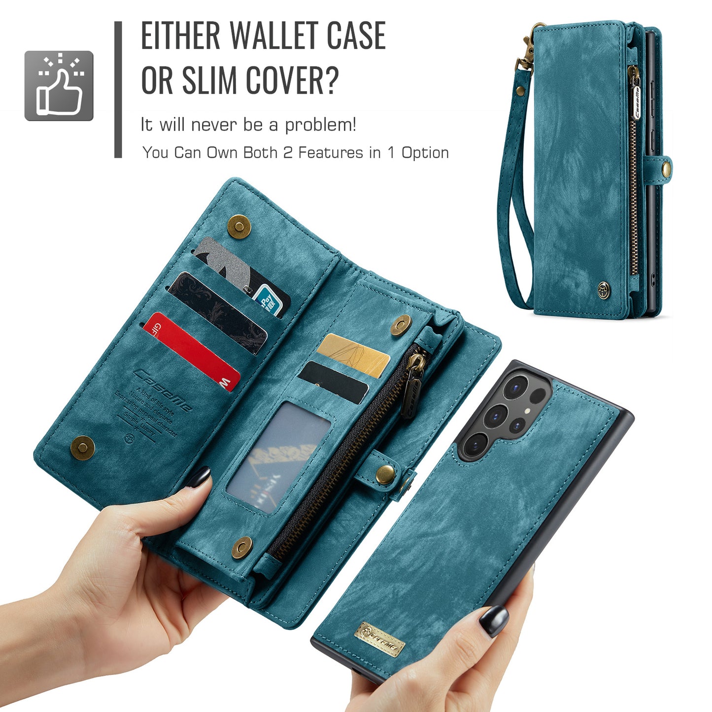 CASEME For Samsung Galaxy S26 Ultra Phone Cases  008 Leather Cover with Detachable Wallet and Strap