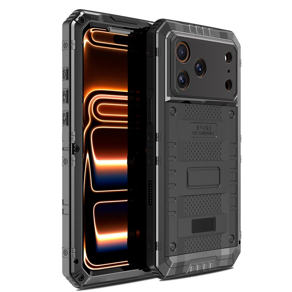 IP68 Waterproof Phone Case for iPhone 17 Pro Max Metal + Silicone Cover with Screen Protector