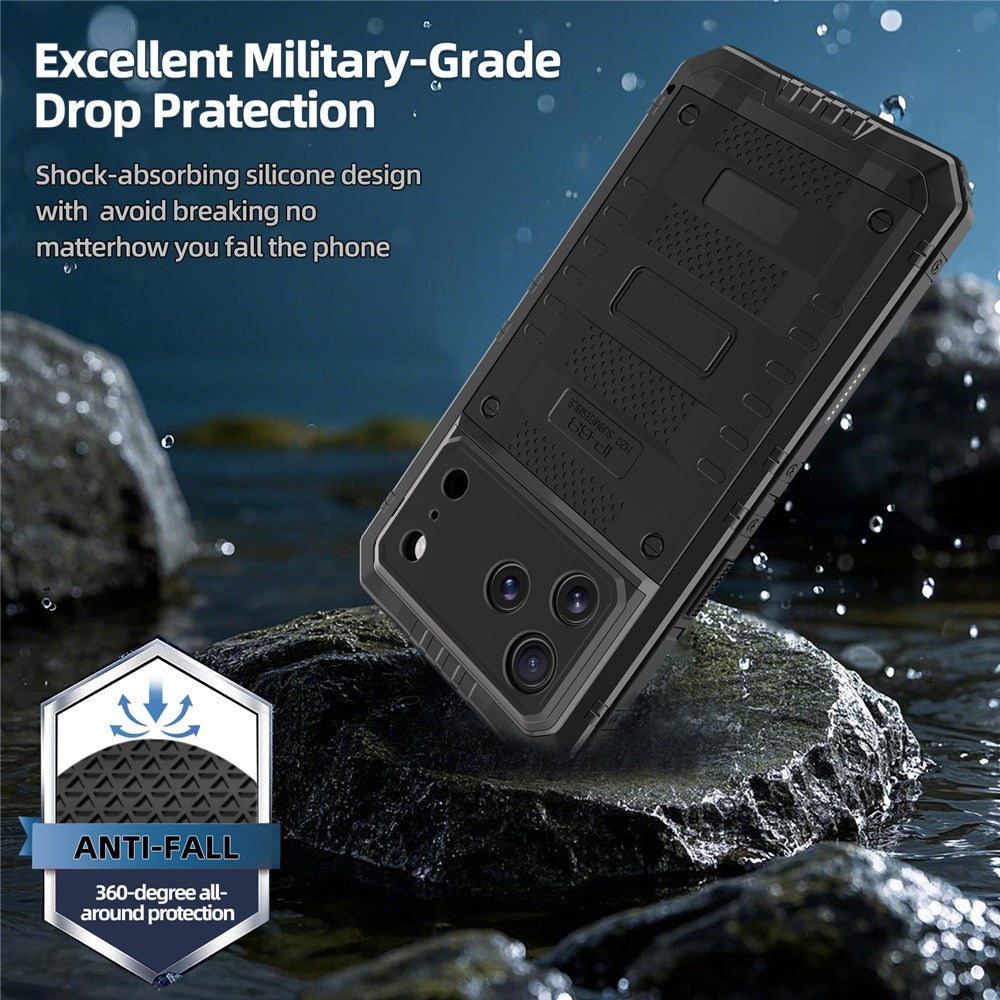 IP68 Waterproof Phone Case for iPhone 17 Pro Max Metal + Silicone Cover with Screen Protector