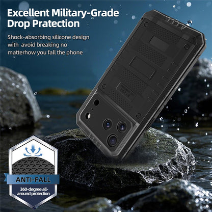 IP68 Waterproof Phone Case for iPhone 17 Pro Max Metal + Silicone Cover with Screen Protector