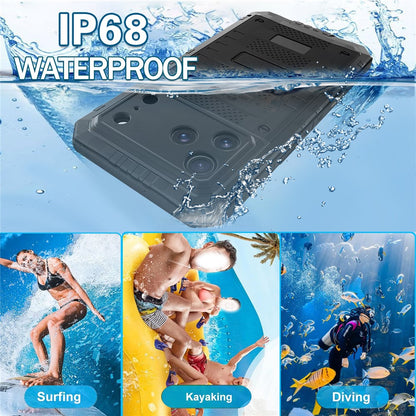 IP68 Waterproof Phone Case for iPhone 17 Pro Max Metal + Silicone Cover with Screen Protector