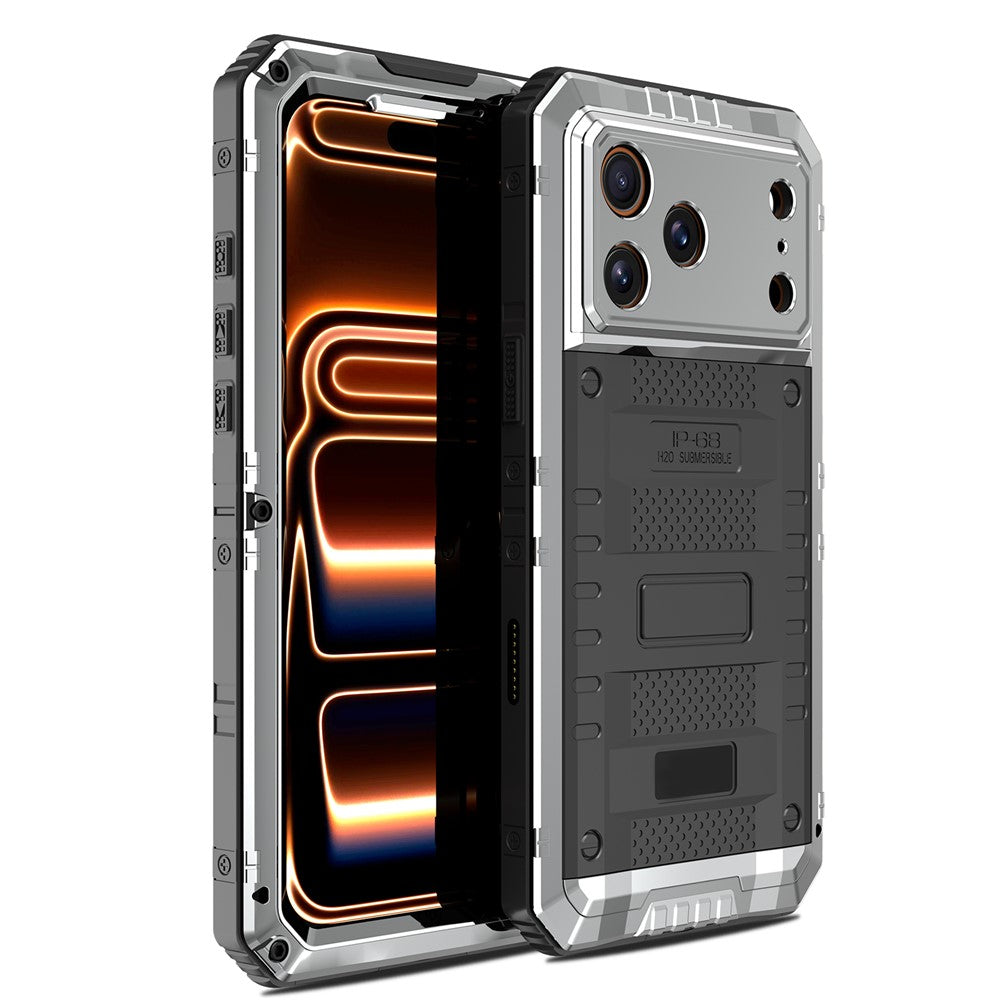 IP68 Waterproof Phone Case for iPhone 17 Pro Max Metal + Silicone Cover with Screen Protector