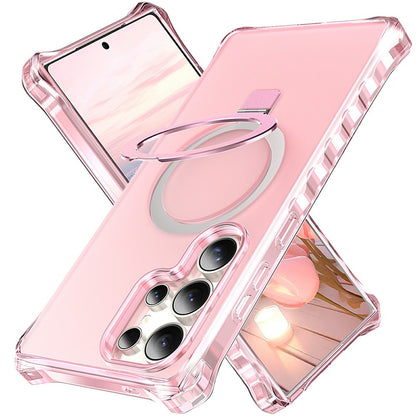 For Samsung Galaxy S26 Ultra Magnetic Case Matte Kickstand Hybrid Phone Cover Small Wavy Edge
