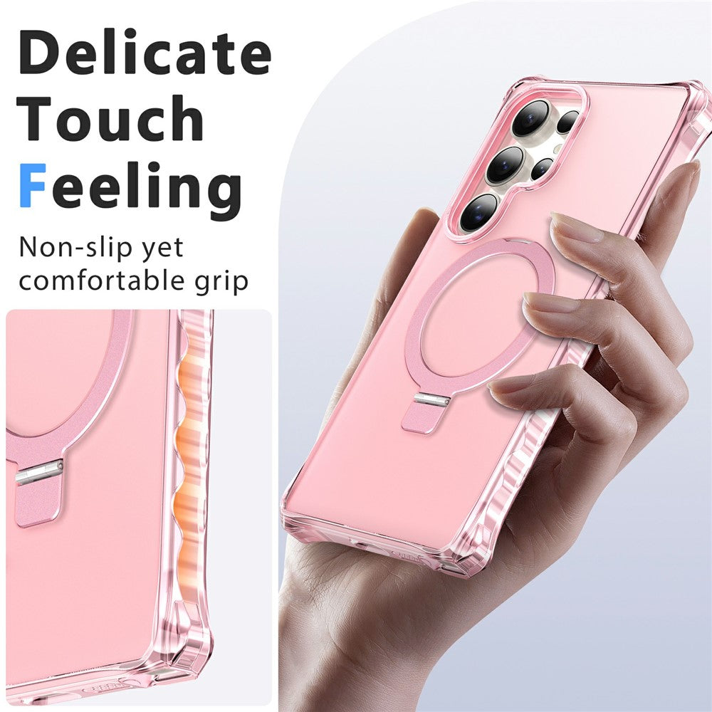 For Samsung Galaxy S26 Ultra Magnetic Case Matte Kickstand Hybrid Phone Cover Small Wavy Edge
