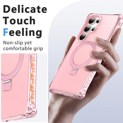 For Samsung Galaxy S26 Ultra Magnetic Case Matte Kickstand Hybrid Phone Cover Small Wavy Edge