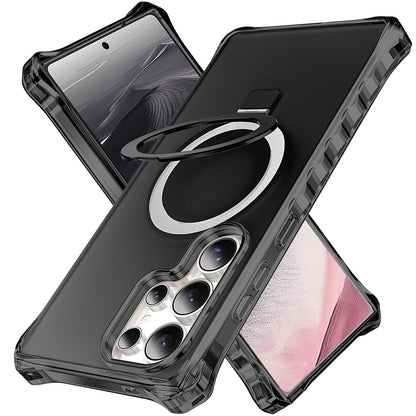 For Samsung Galaxy S26 Ultra Magnetic Case Matte Kickstand Hybrid Phone Cover Small Wavy Edge