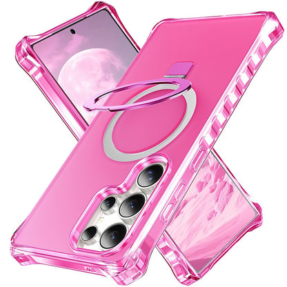 For Samsung Galaxy S26 Ultra Magnetic Case Matte Kickstand Hybrid Phone Cover Small Wavy Edge
