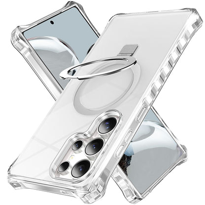 For Samsung Galaxy S26 Ultra Magnetic Case Matte Kickstand Hybrid Phone Cover Small Wavy Edge
