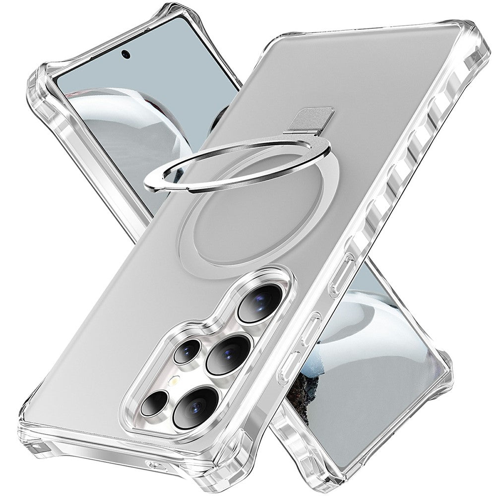 For Samsung Galaxy S26 Ultra Magnetic Case Matte Kickstand Hybrid Phone Cover Small Wavy Edge