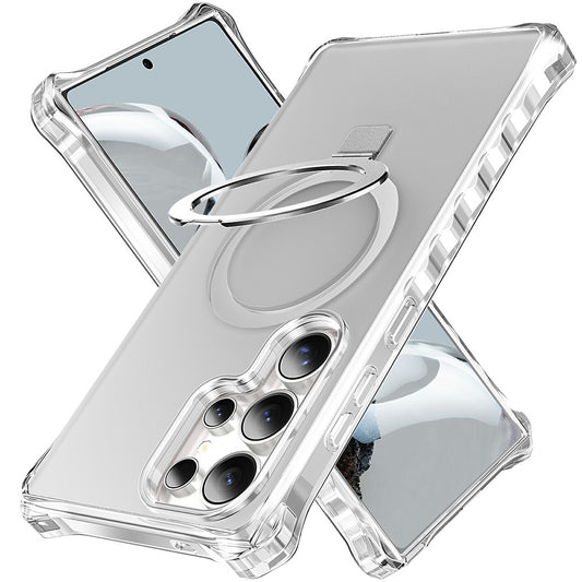For Samsung Galaxy S26 Ultra Magnetic Case Matte Kickstand Hybrid Phone Cover Small Wavy Edge