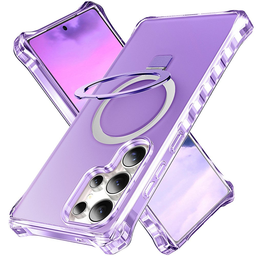 For Samsung Galaxy S26 Ultra Magnetic Case Matte Kickstand Hybrid Phone Cover Small Wavy Edge