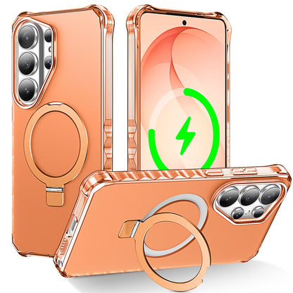 For Samsung Galaxy S26 Ultra Magnetic Case Matte Kickstand Hybrid Phone Cover Small Wavy Edge