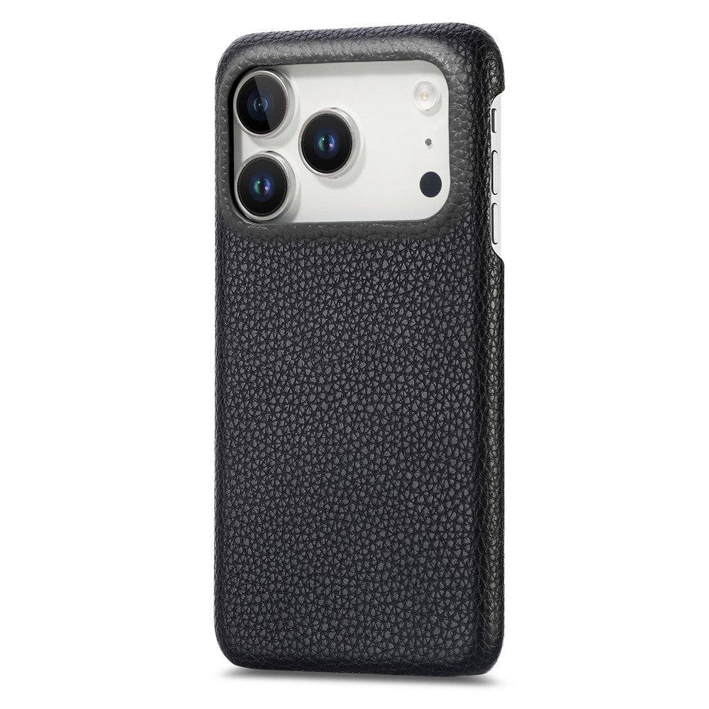 For iPhone 17 Pro Max Case Litchi Texture Leather Coated PC Mobile Back Cover