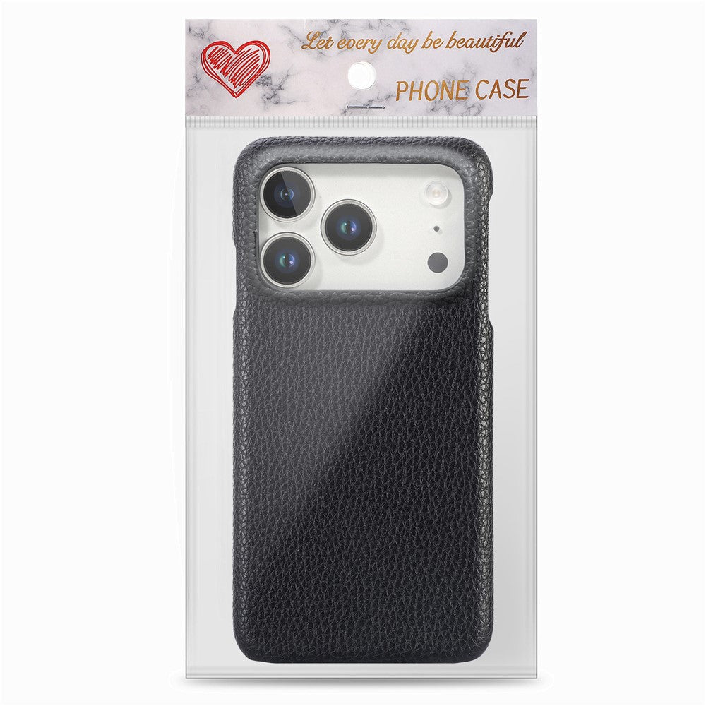 For iPhone 17 Pro Max Case Litchi Texture Leather Coated PC Mobile Back Cover