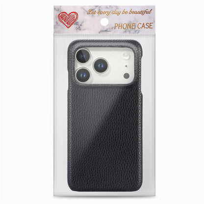 For iPhone 17 Pro Max Case Litchi Texture Leather Coated PC Mobile Back Cover