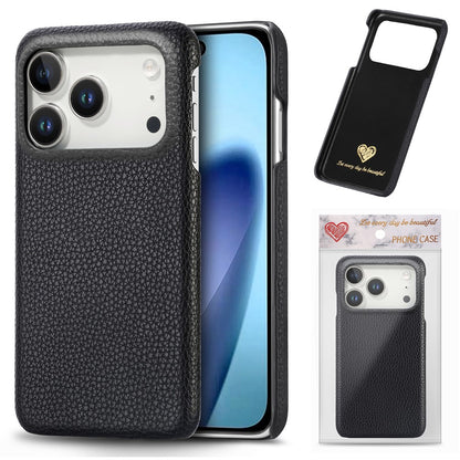 For iPhone 17 Pro Max Case Litchi Texture Leather Coated PC Mobile Back Cover