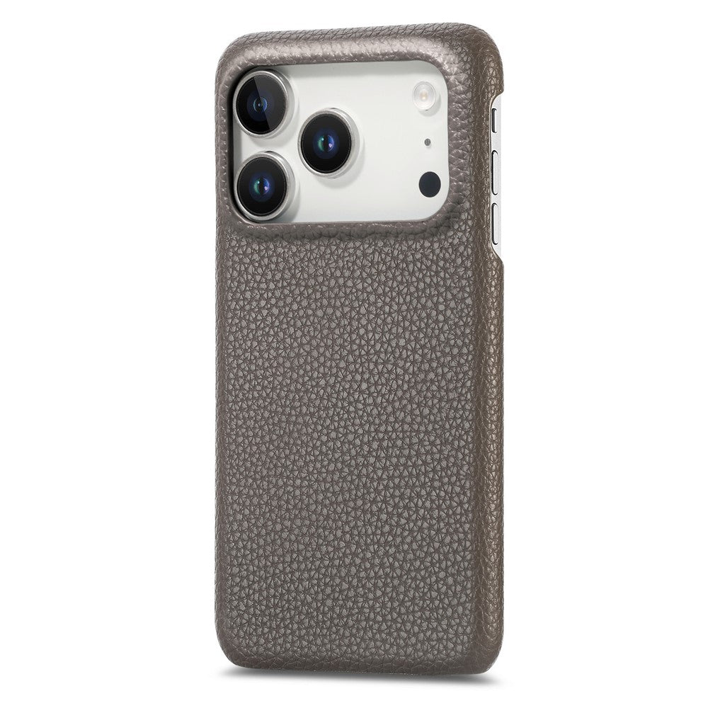 For iPhone 17 Pro Max Case Litchi Texture Leather Coated PC Mobile Back Cover