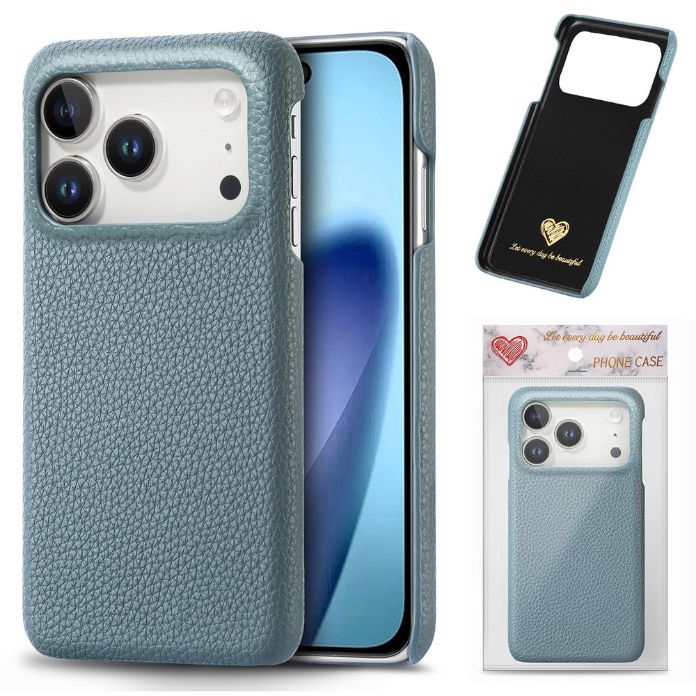 For iPhone 17 Pro Case Litchi Texture Leather Coated PC Mobile Back Cover