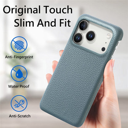 For iPhone 17 Pro Case Litchi Texture Leather Coated PC Mobile Back Cover