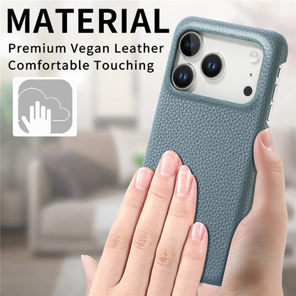 For iPhone 17 Pro Case Litchi Texture Leather Coated PC Mobile Back Cover