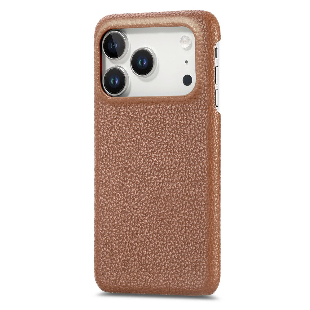 For iPhone 17 Pro Case Litchi Texture Leather Coated PC Mobile Back Cover