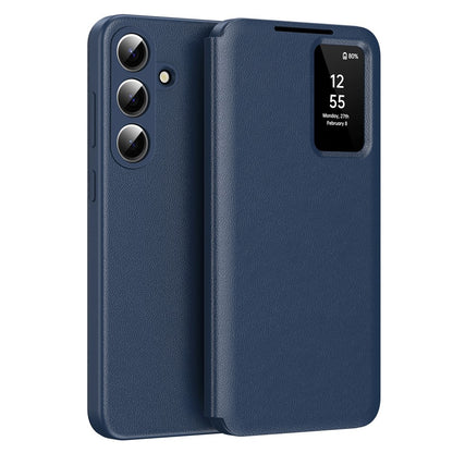 For Samsung Galaxy S26+ Case with Card Holder Smart View Window Leather Phone Cover