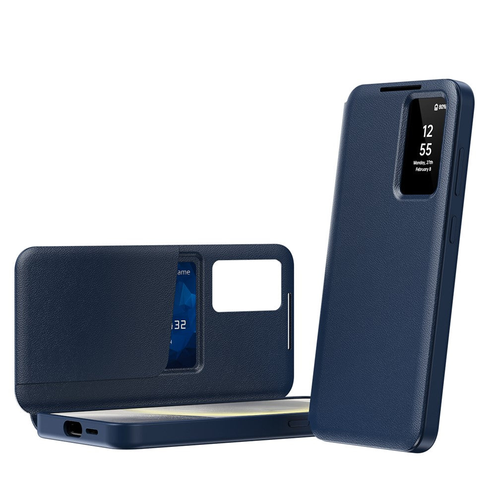 For Samsung Galaxy S26+ Case with Card Holder Smart View Window Leather Phone Cover