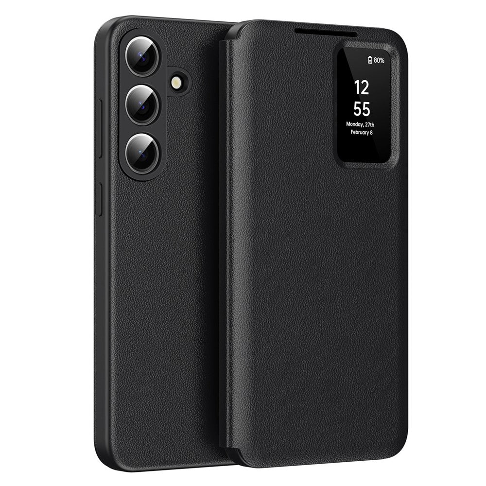 For Samsung Galaxy S26+ Case with Card Holder Smart View Window Leather Phone Cover