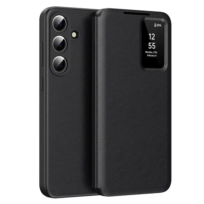For Samsung Galaxy S26+ Case with Card Holder Smart View Window Leather Phone Cover