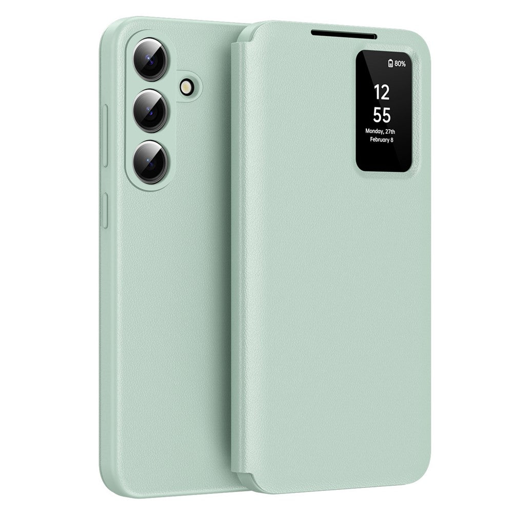 For Samsung Galaxy S26+ Case with Card Holder Smart View Window Leather Phone Cover