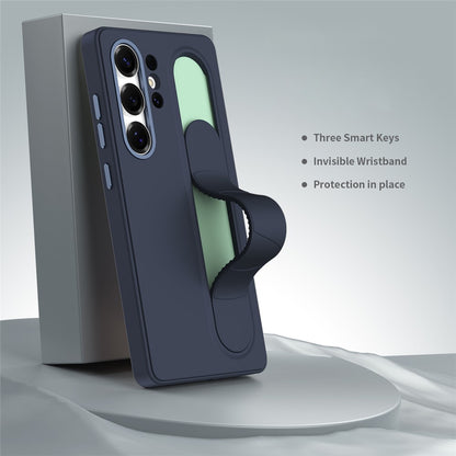 For Samsung Galaxy S26 Ultra Case Customizable Smart Key Control Wristband Kickstand PC + Silicone Phone Cover