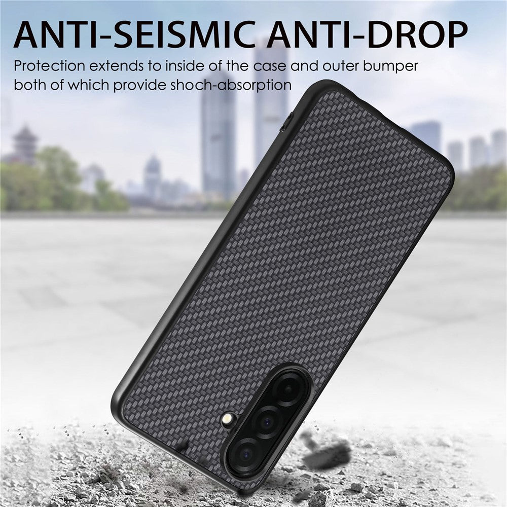 For Samsung Galaxy S26+ Case Carbon Fiber Texture PU Leather + PC + TPU Phone Cover