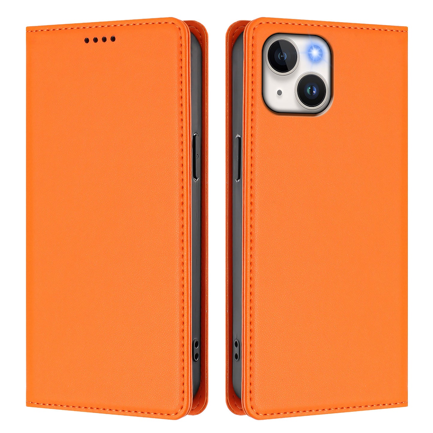 For iPhone 15 Leather Wallet Case Magnetic Closure RFID Blocking Phone Cover