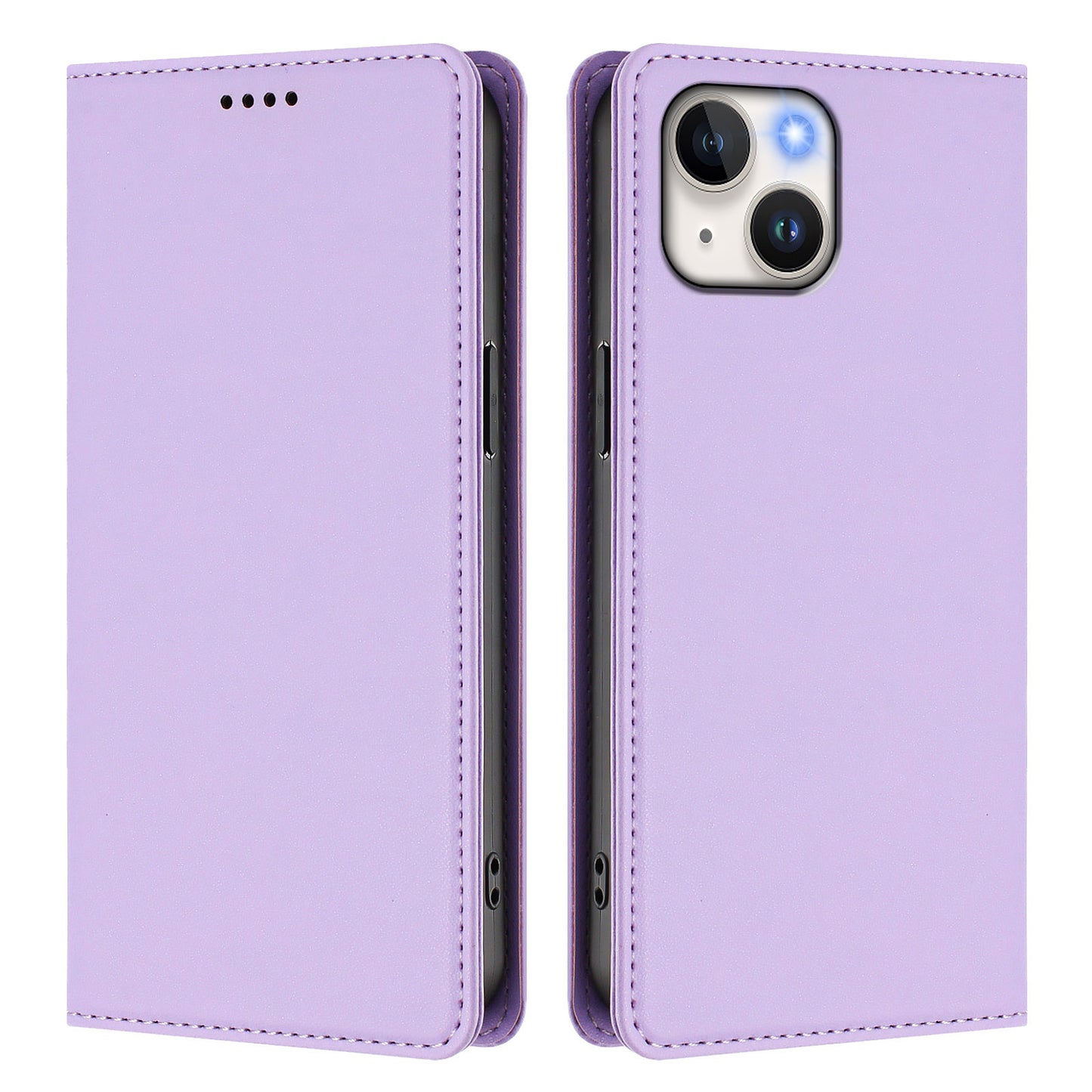 For iPhone 15 Leather Wallet Case Magnetic Closure RFID Blocking Phone Cover