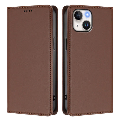 For iPhone 15 Leather Wallet Case Magnetic Closure RFID Blocking Phone Cover